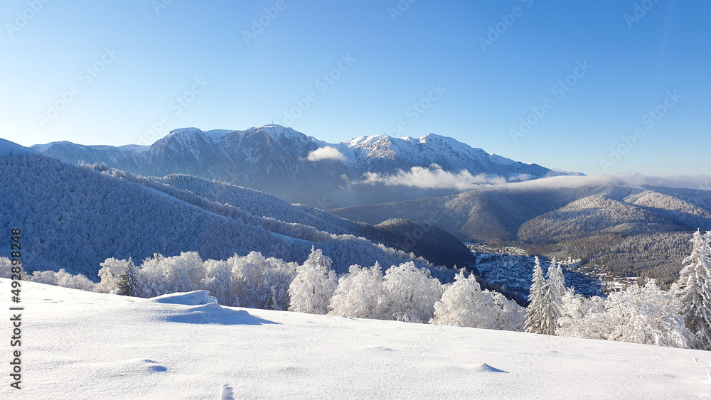 snow covered mountains,  Urechea Ridge, Baiului Mountains, Romania 