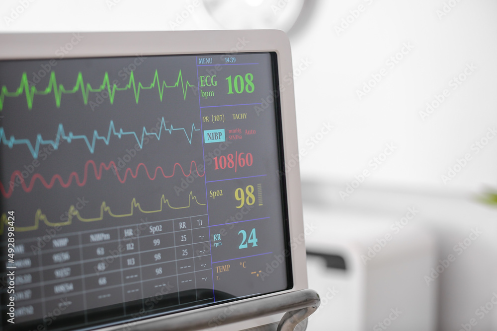 Modern heart rate monitor in hospital Modern heart rate monitor in hospital