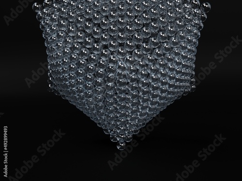 Image of a group of balls on a dark background, 3D rendering
