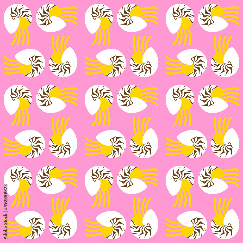 Seamless pattern of Nautilus, vector illustration