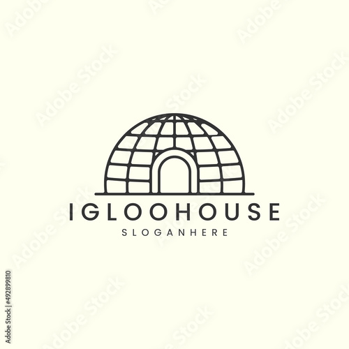 igloo house line art style logo icon template design.ice,igluit, vector illustration