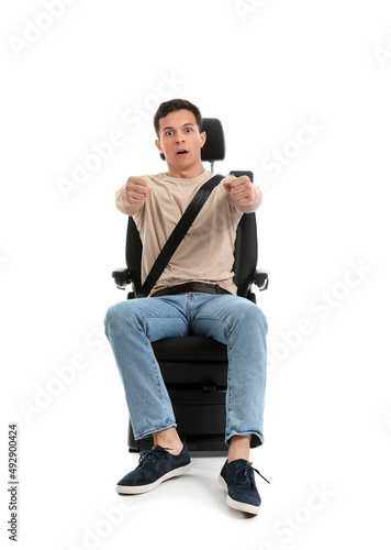 Shocked young man with imag...