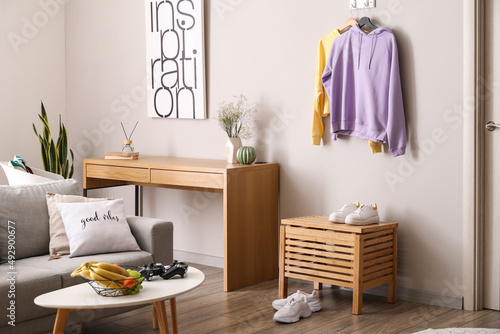 Interior of room with hoodi...