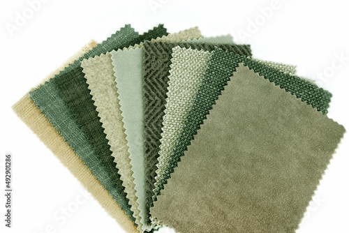 closeup of fabric swatches choice for interior design