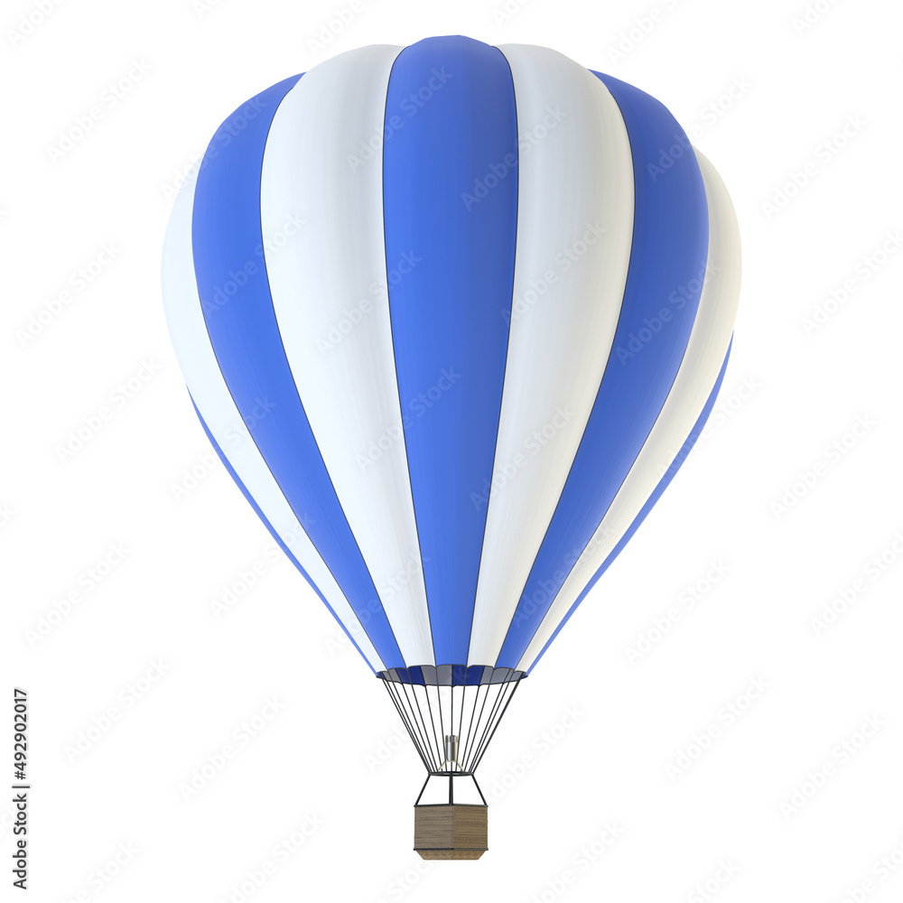 Fototapeta premium Hot air balloon isolated on white, 3d illustration