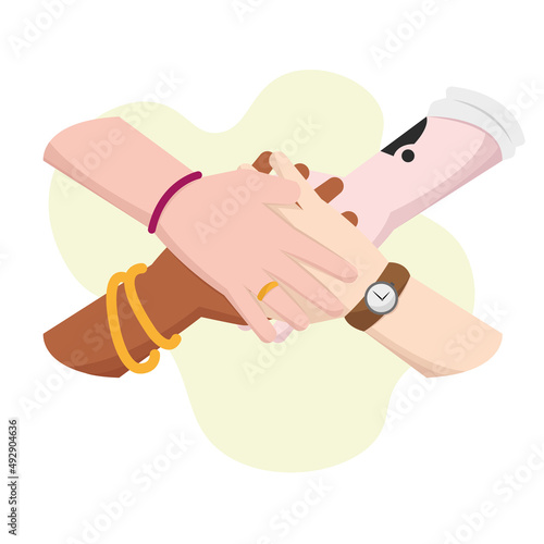 Group of hands doing a grupal shake Business teamwork concept Vector