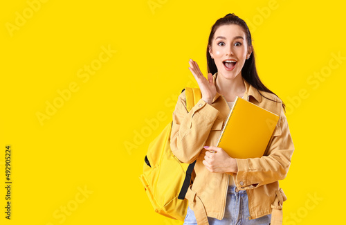 Portrait of excited female ...