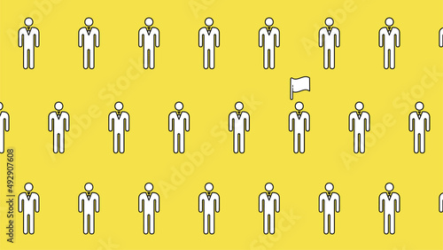 人物の群衆とフラグが立つ人物のイラスト、ベクター
