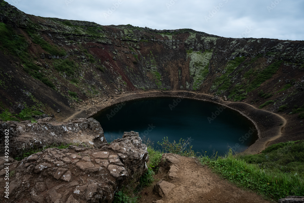 Kerid Crater lake in Iceland.