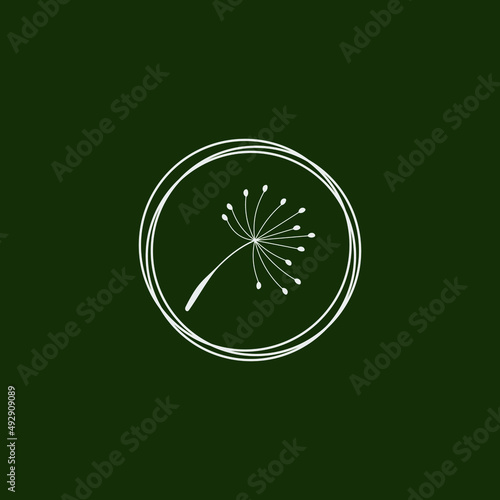 beauty dandelion flower logo circle and green