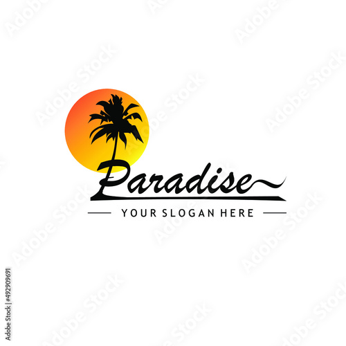 Paradise coconut tree logo for outdoor company