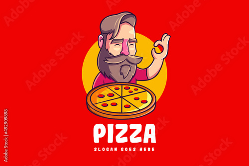 Pizza Cartoon Mascot Logo