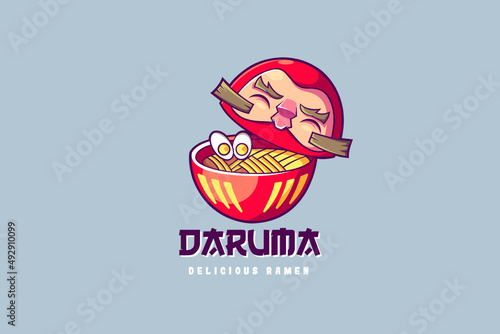 Daruma Ramen Cartoon Mascot Logo