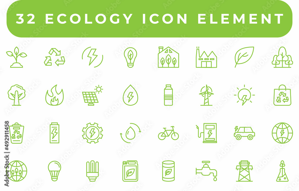 32 Ecology icon set element for your work design 32 Ecology icon set element for your work design