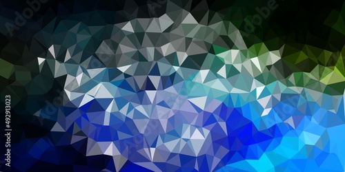 Dark blue, green vector poly triangle template.