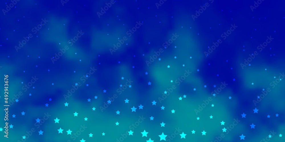 Dark BLUE vector template with neon stars.