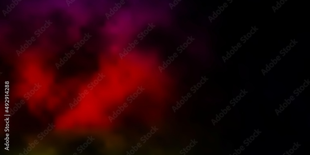 Dark Multicolor vector pattern with clouds.