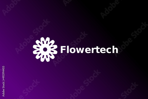 tech flower startup modern logo design