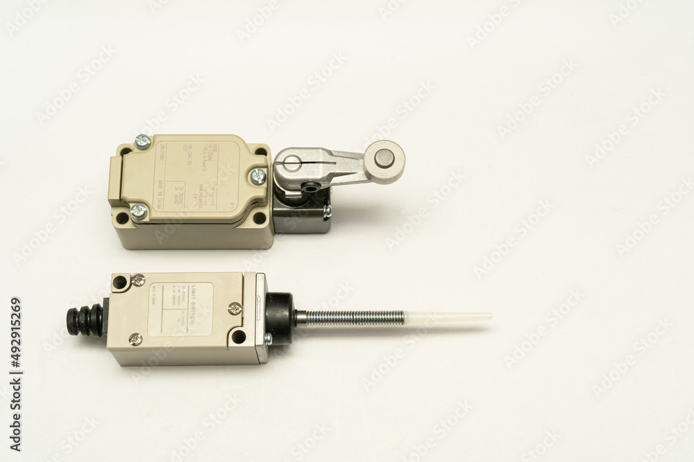 Limit switch sensor of the machine. Tiny limit switch for mechanical