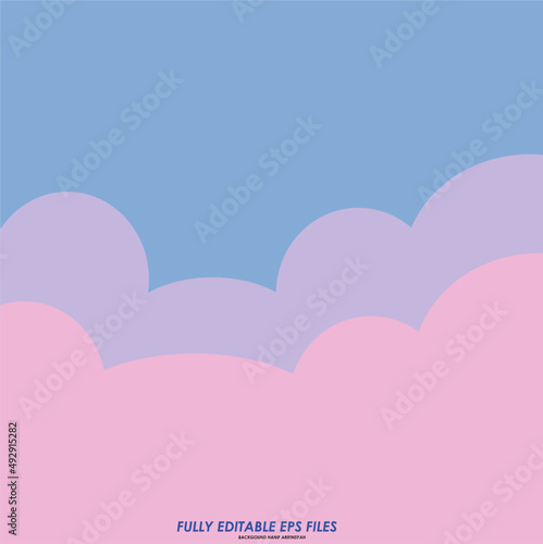 background cloud design vector. pink cloud in the blue sky background.