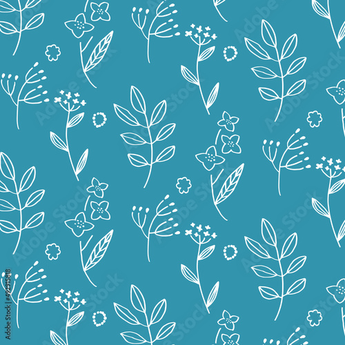 青の植物シンプルパターン