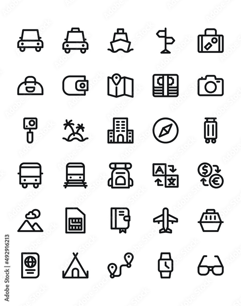 Travel Icon Set 30 isolated on white background Travel Icon Set 30 isolated on white background