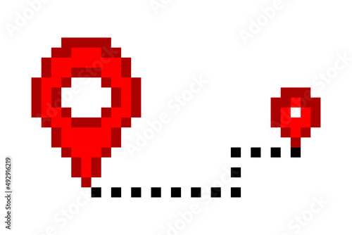 Pixel pin, great design for any purposes. Location pin sign. Vector illustration. stock image.