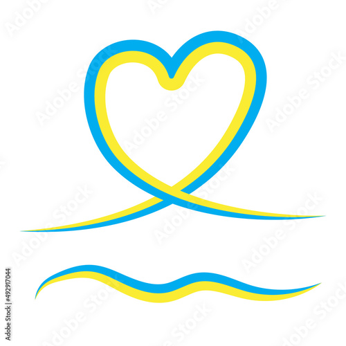 Flat heart of ukraine for concept design. Support ukraine sign. Love concept. Vector illustration. stock image. 