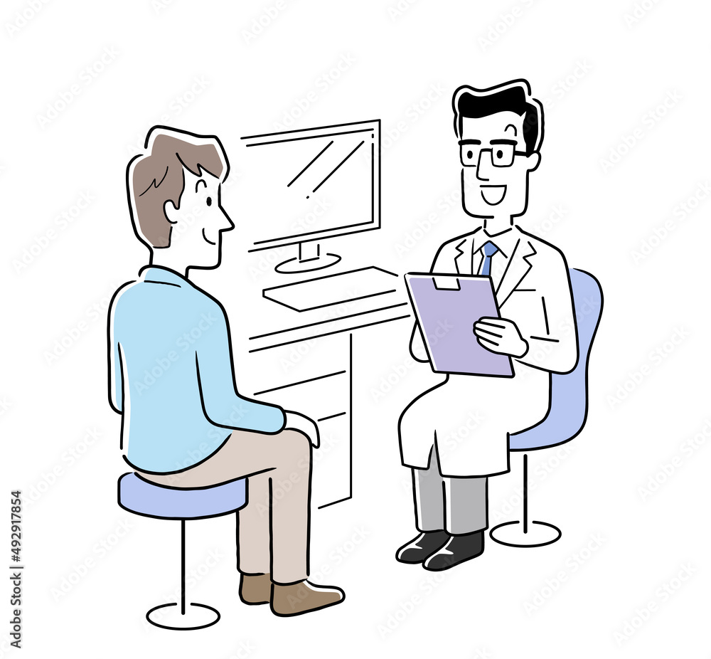 ベクターイラスト素材 医師の診察を受ける男性 Stock Vector Adobe Stock