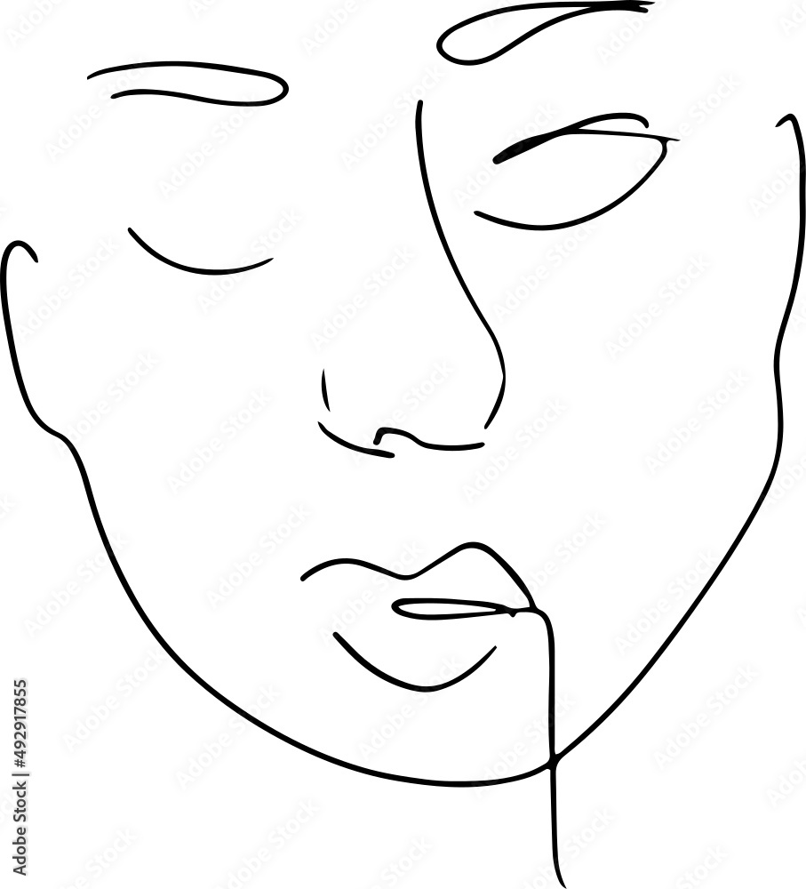 Trendy vector set of illustrations in minimal linear style. Face continuous line art. Trendy vector set of illustrations in minimal linear style. Face continuous line art.