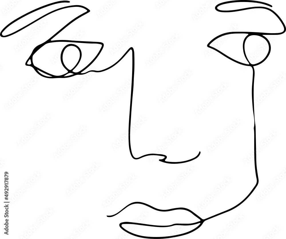 Trendy vector set of illustrations in minimal linear style. Face continuous line art. Trendy vector set of illustrations in minimal linear style. Face continuous line art.