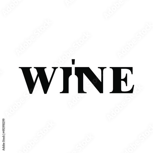 creative wine logo with bottle inside negative space
