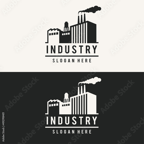 factory logo template with perspective concept