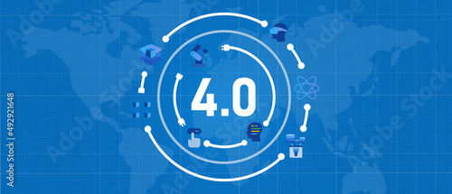 Concept 4.0 Industry technology business economy new futuristic interconnected vector