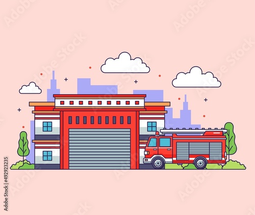 Firefighter department flat illustration vector design