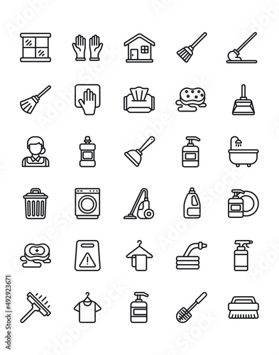 Cleaning Icon Set 30 isolated on white background