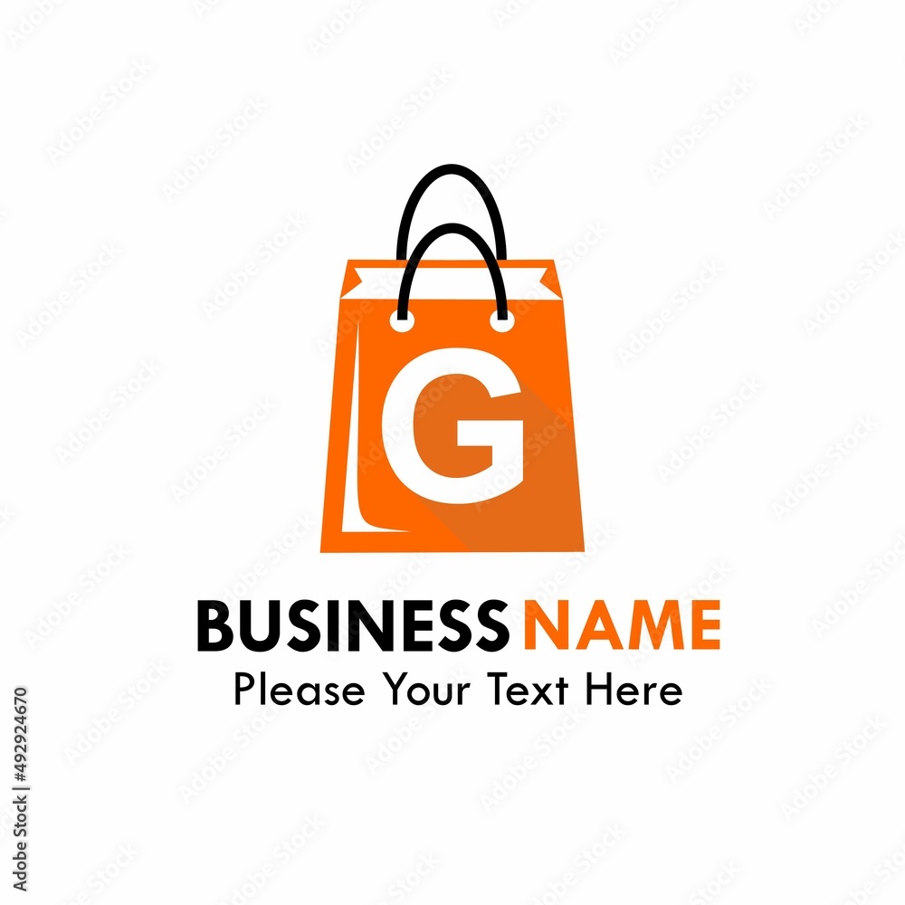Shop bag logo design template illustration. There are shop bag and font g.suitable for your product, shop, store, and promotion Shop bag logo design template illustration. There are shop bag and font g.suitable for your product, shop, store, and promotion