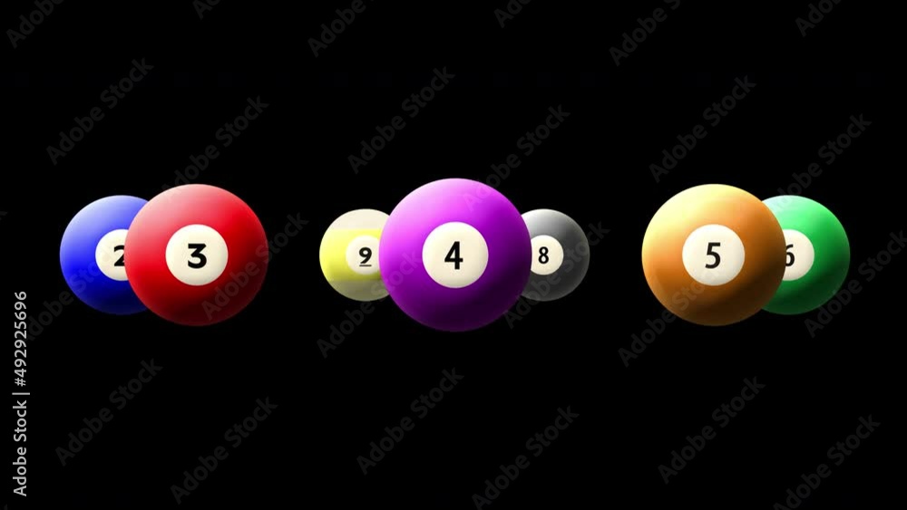 9 seconds countdown leader with colorful billiard balls and numbers on black background. 9 seconds countdown leader with colorful billiard balls and numbers on black background.