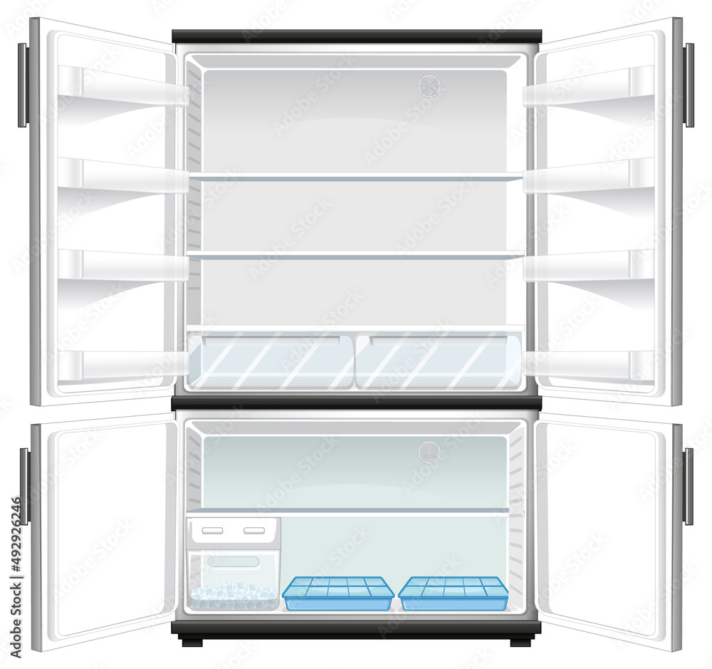 Refridgerator with opened door Refridgerator with opened door