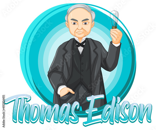 Billede på lærred Portrait of Thomas Edison in cartoon style