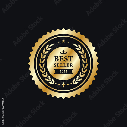 luxury gold best seller badge medals logo design vector