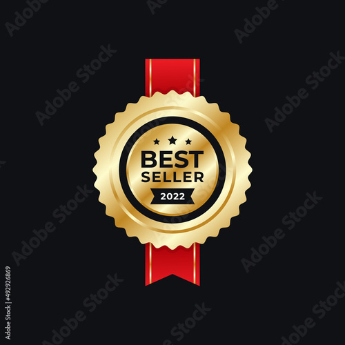 luxury gold realistic best seller badge medals logo design vector