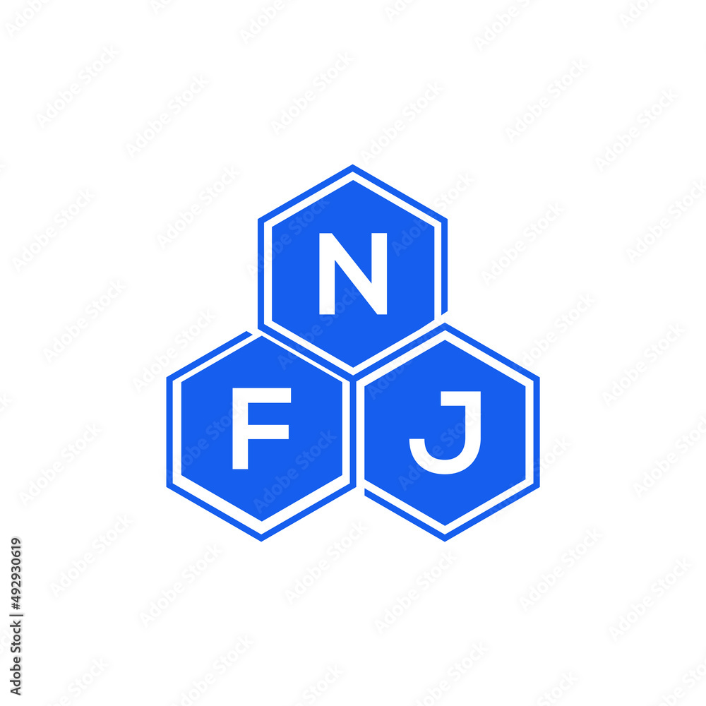 NFJ letter logo design on White background. NFJ creative initials letter logo concept. NFJ letter design. NFJ letter logo design on White background. NFJ creative initials letter logo concept. NFJ letter design.