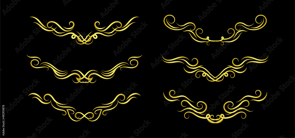 Gold Borders Elements Set Collection, ornament Vector Gold Borders Elements Set Collection, ornament Vector