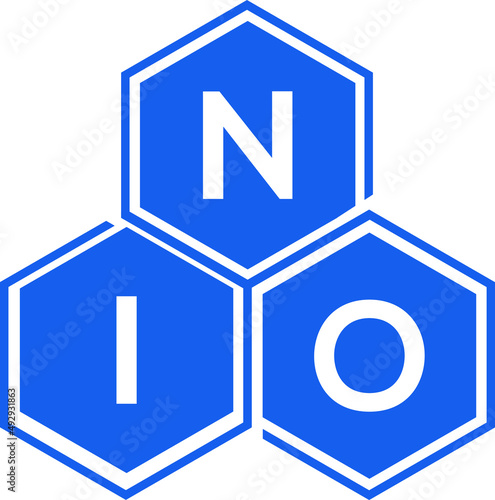 NIO letter logo design on White background. NIO creative initials letter logo concept. NIO letter design.  photo