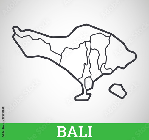 Simple outline map of Bali with districts
. Vector graphic illustration. photo