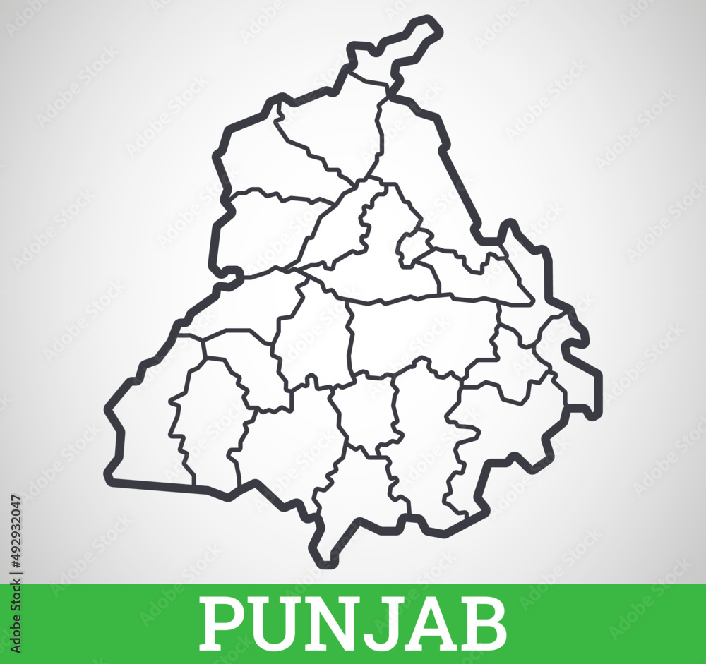 Simple outline map of Punjab district. Vector graphic illustration