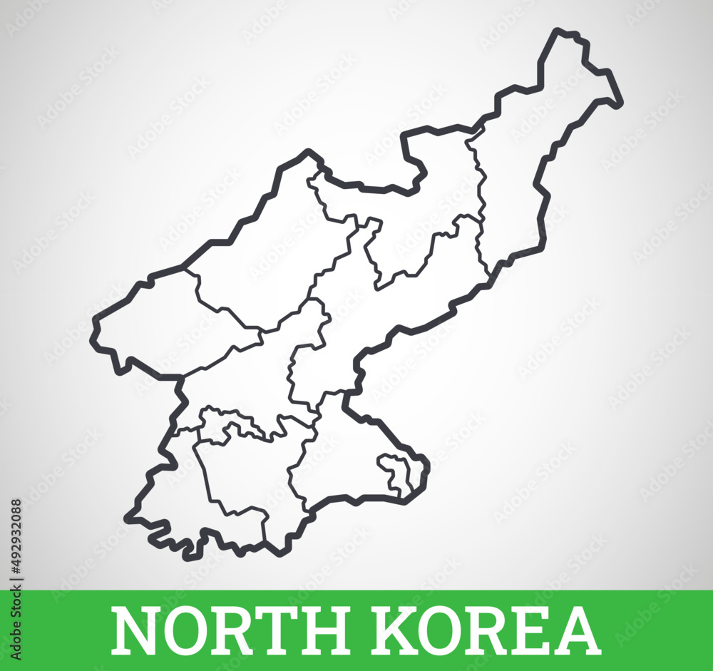 Simple outline map of North Korea. Vector graphic illustration.