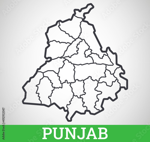 Simple outline map of Punjab district. Vector graphic illustration.