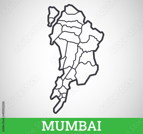 Simple outline map of Mumbai. Vector graphic illustration.